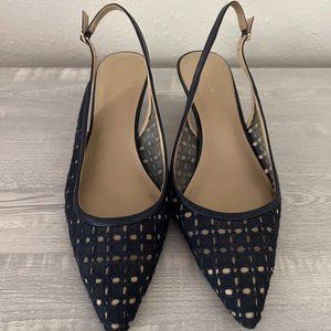 Ann Taylor Navy Lace, Sling Back Heel